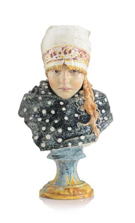 CERAMICA BUSTO DI BAMBINA IN CERAMICA, PROBABILMENTE NAPOLI, INIZIO XX...