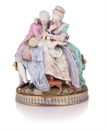 MEISSEN GRUPPO IN PORCELLANA, MEISSEN, XIX SECOLO, raffigurante scena...