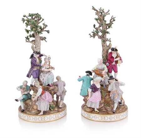 MEISSEN DUE GRANDI GRUPPI IN PORCELLANA, MEISSEN, XIX SECOLO, raffiguranti...