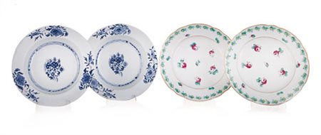 GINORI DUE COPPIE DI PIATTI IN PORCELLANA, GINORI A DOCCIA, SECONDA META'...