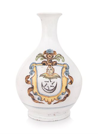 CASTELLI BOTTIGLIA IN MAIOLICA, CASTELLI, XVII SECOLO, piriforme, decoro...