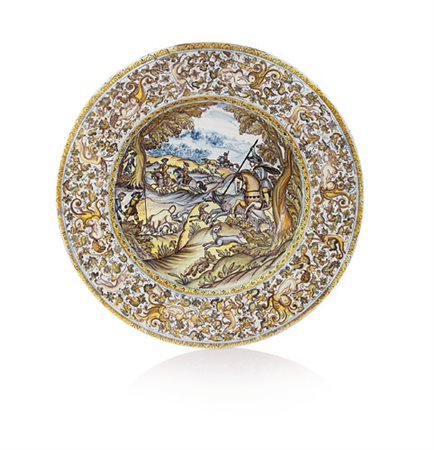CASTELLI GRANDE PIATTO IN MAIOLICA, CASTELLI, FRANCESCO GRUE, TERZO QUARTO...