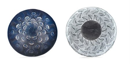 LALIQUE COPPA "BULBES N.2" IN VETRO OPALESCENTE E PIATTO "ORMEAUX N.3" IN...