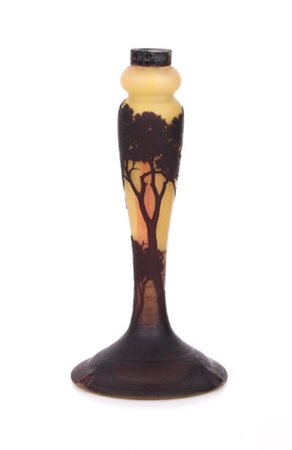 DAUM BASE PER LAMPADA IN VETRO DOPPIO, DAUM NANCY, 1910 CA., a balaustro su...