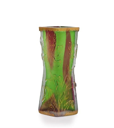 DAUM NANCY VASO IN VETRO DOPPIO, DAUM NANCY, 1895 CA., sezione a losanga,...