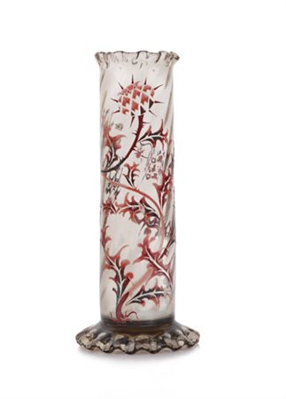 GALLE' VASO IN CRISTALLO FUME' DECORATO A SMALTI, GALLE', 1890 CA.,...