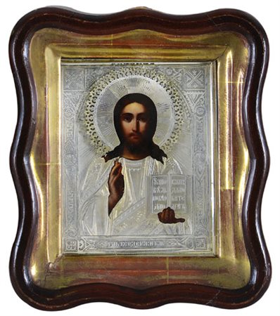 ICONA RUSSA DEL XIX SECOLO Cristo della Deesis, 1889Tempera all'uovo su...