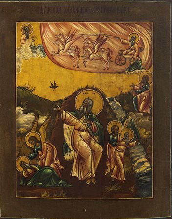 ICONA RUSSA DEL XIX SECOLO Sant'Elia Tempera all'uovo su tavola, cm 47x37.