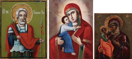 ICONA RUSSA DEL XIX SECOLO San TeodoroMadonna della tenerezzaMadonna della...