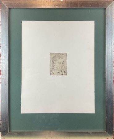 Ignoto "Volto di donna"
acquaforte
(lastra cm 8,3x6,3; foglio cm 34x26,5)
iscri