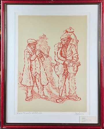 UGO GIERI "I suonatori ambulanti" 1979
litografia - prova d'artista
cm 49x34
fir
