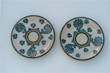 Coppia di piattini con girali in rame a spessore di Giancarlo Polidori   