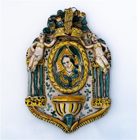 Acquasantiera   Manifattura di Ariano Irpino degl inizi del XIX secolo