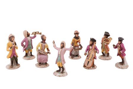 L'Orchestra delle scimmie con otto musicanti, manifattura Sevres     