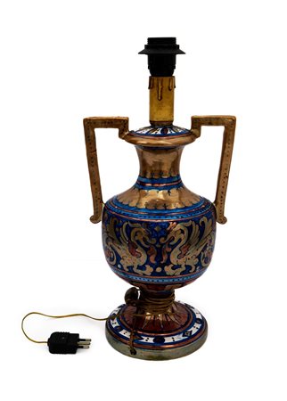 Base lampada a lustro anfora biansata sul modello greco   Manifattura di Gualdo Tadino degli anni '40 del Novecento