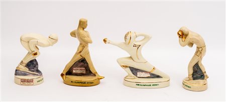 Lotto di 4 mignon in porcellana porta Cherry-Brandy prodotti dalla ditta Fratelli Vlahov Pescara in occasione della XVIII Olimpiade di Roma   