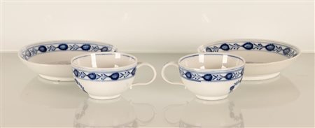 Coppia di tazzine con piattini. Manifattura Meissen Marcolini, XVIII secolo   