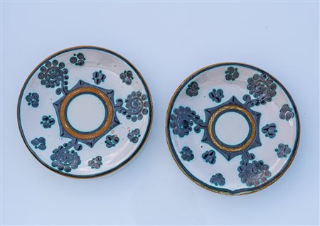 Coppia di piattini con girali in rame a spessore di Giancarlo Polidori   