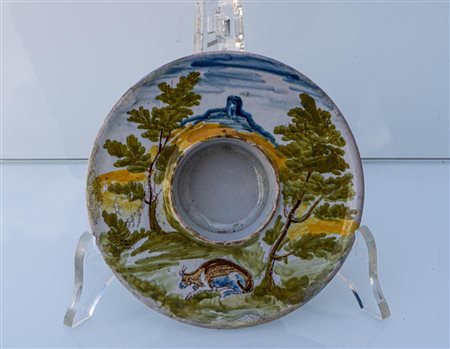 Piattino trembleuse con paesaggio e animale   Manifattura di Castelli del XIX secolo