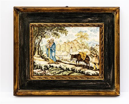 Grande mattonella raffigurante l'episodio biblico della Fuga in Egitto   Ivano Pardi