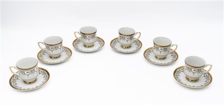 Servizio da caffè da 6 Winterling Kinchenlamitz Bavaria riccamente decorato e lumeggiato in oro   