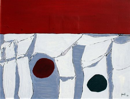 PERILLI Achille Roma 1927 Come sul palcoscenico, 1966 olio su tela cm. 35 x...