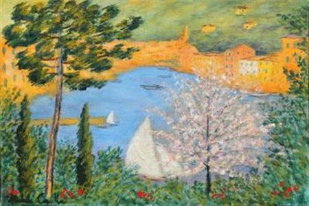 CASCELLA Michele Ortona (Ch) 1892 - Milano 1989 Portofino, 1980 olio su tela...