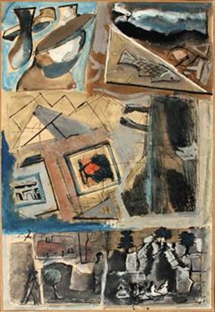 SIRONI Mario Tempio Pausania 1885 - Milano 1961 Composizione, 1940 china e...