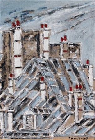 TAMBURI Orfeo Jesi 1910 - Parigi 1994 Tetti, 1980 olio su tela cm. 30 x 20...