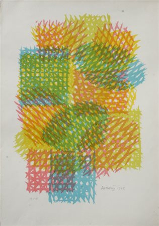 DORAZIO Piero Roma 1927 - Todi 2005 Senza titolo, 1962 litografia a colori...