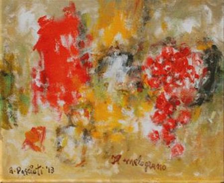 PASCIUTI Antonio Lacedonia 1938 Il melograno, 2013 olio su tela cm. 25 x 30...