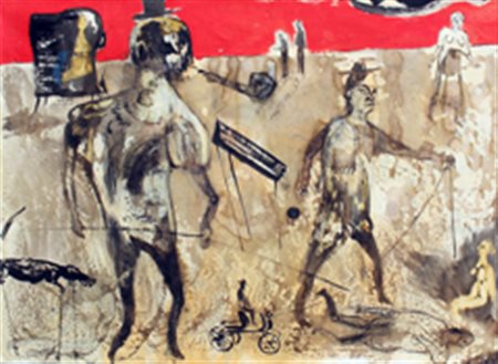 PERRONI Marco Como 1970 Acrobati e claudicanti, 1997 tecnica mista su carta...