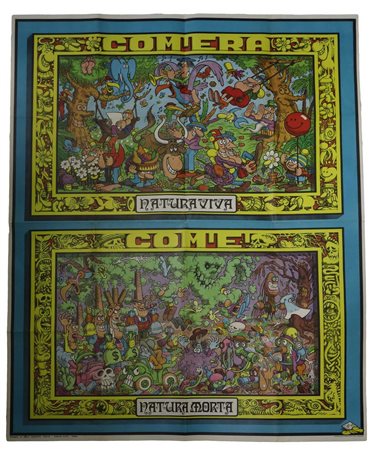 Poster Jacovitti ''Natura viva'' e ''Natura morta'', 70's