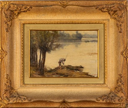 Carlo Vittori, Cremona 1881 - 1943, Pescatore sul fiume Po