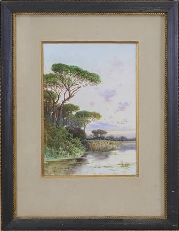 Federico Schianchi, Modena 1858 - 1918 Roma, Paesaggio fluviale