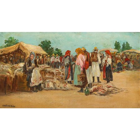 ERDÖSSY  Bela (1871-Budapest 1928)  - Mercato all'aperto
