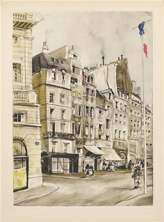 Léonard Tsuguharu Foujita "Scorcio parigino da "La Rivière enchantée"" 
incision