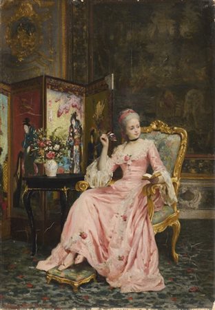 Horace Van Ruith "Il paravento giapponese" 
olio su tavola (cm 33,5x23,5)
firmat