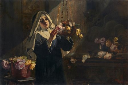 Virgilio Ripari "Il profumo" 
olio su tela (cm 120x185)
firmato in basso a destr