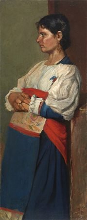 Plinio Nomellini "Ciociara" 
olio su tela (cm 115x47)
in cornice (difetti)

Prov