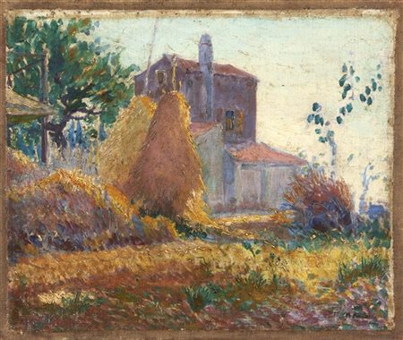 Mario Puccini "Covoni" 
olio su tela (cm 50x60)
firmato in basso a destra
al ret