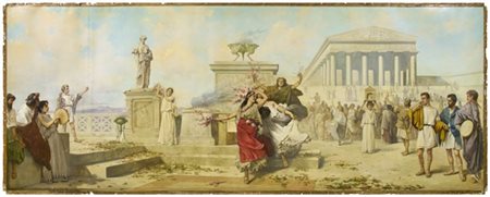 Andrea Marchisio "La danza continua" 
olio su tela libera (cm 178x472,5)
firmato