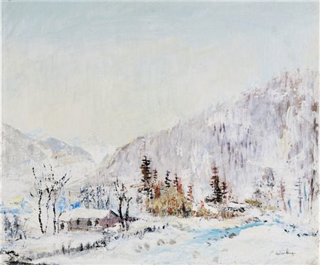 Adriano Spilimbergo "Paesaggio innevato" 
olio su tela (cm 50x60)
firmato in bas