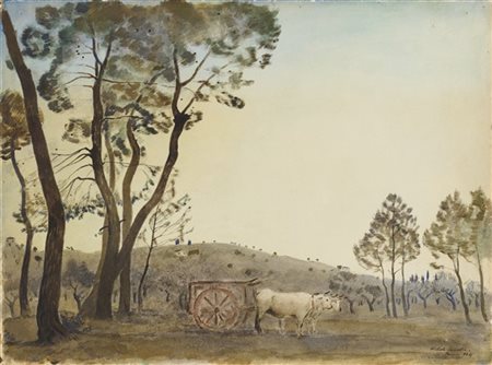 Michele Cascella "Dintorni di Pescara" Pescara 1924
acquerello su cartone (cm 55