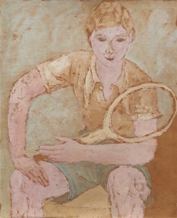 Pio Semeghini "Giovane tennista" 
olio magro su compensato (cm 61x51)
firmato in