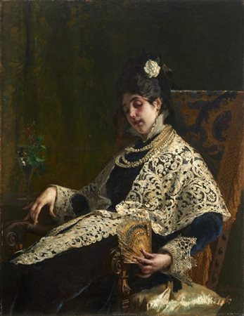 Mosè Bianchi "Ritratto di Carolina Marignani - La moglie del pittore" 
olio su t