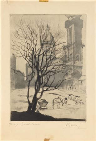 Anselmo Bucci "Parigi Sacré Coeur" 
incisione a puntasecca (cm 31x21)
firmata in