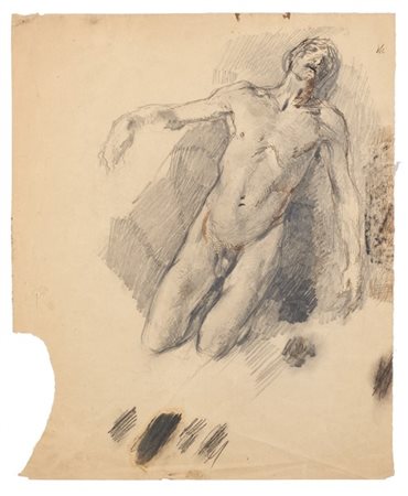 Mosè Bianchi Lotto composto da tre tecniche miste su carta raffigurati "Studi di