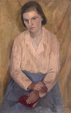 Ida Donati "Ritratto della signora C." 
olio su compensato (cm 79x50)
firmato in