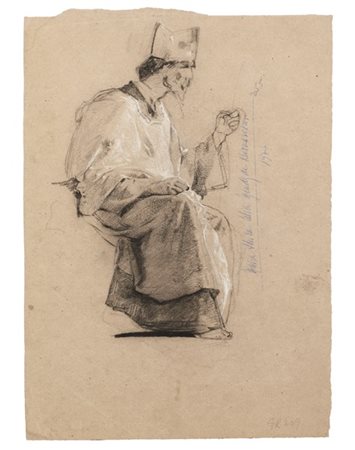 Mosè Bianchi Lotto composto da quattro tecniche miste su carta raffiguranti "Stu